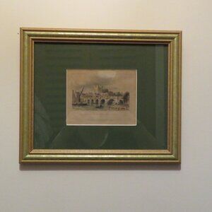 Antique 19th Century Print Rochester Castle Kent England (K752)